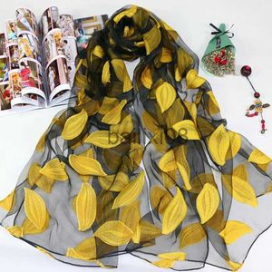 Scarves 2021 Silk Scarf Womens Summer Breeze Lightweight Sheer Wrap And Shawls Bandana Beh Organza Gauze Le Hollow Scarf J230703