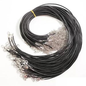 Цепи 45 см 60 см Черный 1,5 мм 2,0 мм восковая веревка застежки для ожерелья для ожерелья шнурки для шнуров