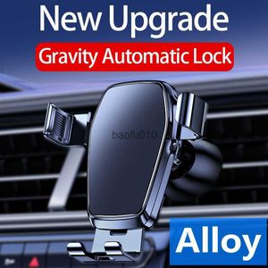 Auto LOCK Bil Mobiltelefon Hållare Montering GPS Smart Mobiltelefon Hållare Stativ Gravity Luftventil Stöd i bil Universal Tillbehör L230619