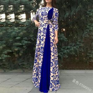 Elegant Muslim Abaya Print Maxi Dress Vestidos Cardigan Kimono Long Robe Gowns Jubah Middle East Eid Ramadan Dubai Islamic243C