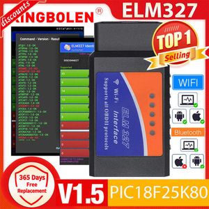 New ELM327 V1.5 OBD2 Scanner PIC18F25K80 BT/Wifi ELM 327 OBD Car Diagnostic Tool For Android /IOS PK Vgate Icar2 Code Reader