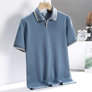 Polos Polos Korea Fashion Solid 2023 Brand Polo koszule z krótkim rękawem Czarny niebieski letni bawełniany oddychanie TEE Oversize 6xl 7xl 230703