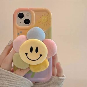 Designer silicone phone case Printed colorful smiley face petals iPhone 14 13 12 Pro 11 14 Soft shell Drop resistant phone case