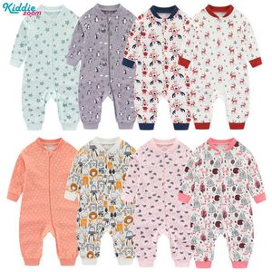 Footies Baby Zipper Romper 2022 zimowy noworodek bawełniany kombinezon 1/2/3 szt. Body z nadrukiem z długim rękawem dla 0-24M chłopiec dziewczyna maluch ubrankaHKD230701