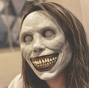 Halloween Horror Mask Face Smile terror White Eyes Demon Evil masks Exorcist Smile Headgear Party Decoration Cosplay Props