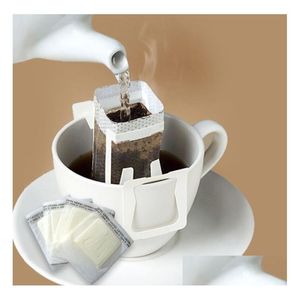 Ferramentas de café e chá 100 pçs/pacote Saco de filtro de gotejamento Portátil Pendurado Orelha Estilo Filtros Papel Home Office Viagens Brew E Drop Delivery Dhfa2