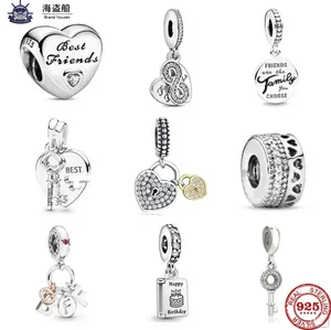 Dla Pandora Charms Authentic 925 Srebrne koraliki Klucz wisiorka Przyjaciel z okazji urodzin to Family Dangle Bead