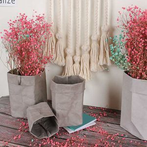 Planters Pots Creative Washable Storage Bags Succulents Kraft Paper Flower Pot Cover Flowerpot Bag Children Room Sundries Organizer Pouch R230614