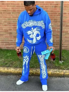 Moda Erkek Tasarımcı Hoodies Erkek Hoodies Pullover Yüksek Kalite Hellstar Mavi Yoga Hoodios Baskı Uzun Kollu Sokak Hip-Hop Giyim