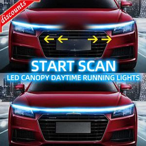 New RXZ LED Daytime Running Light Scan Starting Car Hood Decorative Lights DRL Auto Engine Hood Guide Decorative Ambient Lamp 12V