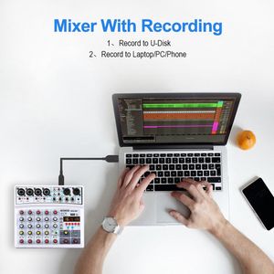 Mixer 6 Channels Sound Mixing Console 16 Dsp Bluetoothcompatible Usb Interface Record Mp3 Computer 48v Power Monitor Audio Mixer