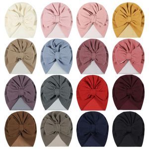 Berretti in cotone per bambini Simpatici cappelli a turbante Bowknot Cappellini elastici morbidi Neonati per ragazze Copricapo Puntelli per fotografia