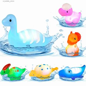 Light-Up Floating Dinosaur Baby Bath Toys Flashing Color Changing Light in Water Bathtub Shower Toy for Toddlers Christmas Gifts L230518