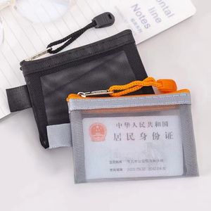 Boş gazlı bez kartı depolama çantası mini şeffaf ızgara kartı fermuar torbası kimlik depolama çantası taşınabilir dosya çantası
