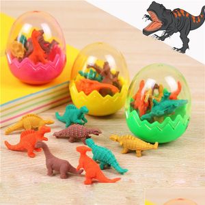 Party Favor Students Animal Erasers For Kid Stationary Gift Novelty Dinosaur Egg Pencil Rubber Eraser Great Drop Delivery Home Garde Dhjce