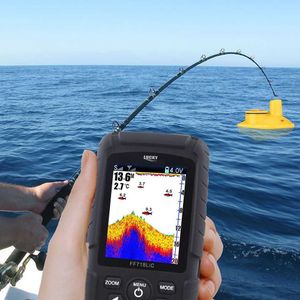 Fish Finder 2021 NY Detektor Fiskelarm Riktigt vattentät Fish Finder Monitor 2-i-1 Trådlös ekolod Trådbunden givare ekolod HKD230703