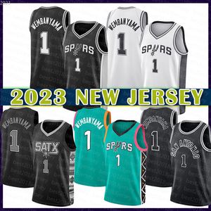 2023 New Basketball Jersey San Antonio''Spurs'' Mens Youth Kids 1 Victor Wembanyama Youth Man Blue