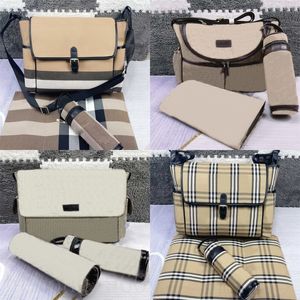 Sacos de fraldas de grife femininos, 3 pçs/conjunto, sacos de mãe listrados, multicoloridos, para férias, fim de semana, empilhadores de fraldas dobráveis, bolsa de mão de náilon portátil, moda infantil xb049 Q2