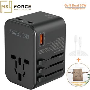 Cabo de alimentação Plugue 65 W Dual TYPE C Universal Travel Adapter GaN Charging Technology com EU AU US UK Plug and USB 30 W Fast Phone Charger Tablet PC 230701