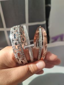 أزياء روز الذهب الذهب الماس تنس سوار سوار Bangle كلاسيكية المجوهرات جوفاء Out Femme الفضة الحب للنساء الرجال زوجين أساور جوهر الهدايا الحزب