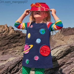 Mädchenkleider Mädchenkleider Jumping Meters Prinzessin Mädchen Space Kleider für Herbst Frühling Mode Kinder Baumwollkleidung O-Ausschnitt Kleinkind süße Kleider Z230704