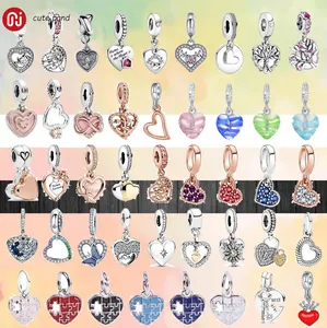 925 silver beads charms fit pandora charm 925 Bracelet Heart Mom Friend Tree Fashion charm set