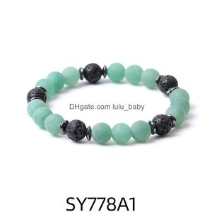 Perline 8Mm Matte Green Stripe Agate Stone Beads Ematite Lava Strand Bracciali Per Donna Uomo Yoga Buddha Energia Gioielli Drop Delivery Dhsqa