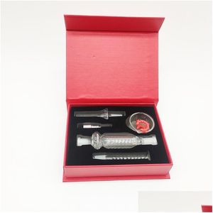 Rökande rör 10mm mini Glass St Red Gift Box Set Micro Collector Drop Delivery Home Hushåll SUNDRIES Tillbehör DHTEF