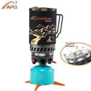 Camp Kitchen APG Portable Cooking System Outdoor Hiking Fogão Trocador de Calor Pote Gás Propano s 1400ml Camping Equipment Forno 230701