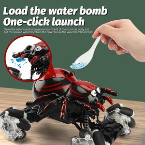 Diecast Model 2 4G Spider Stunt Car Can Water Bomb Remote Control Tank Light Off Road Vehicle Drift Spray Kids Toy Gifts 230703