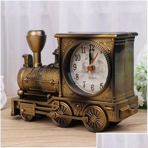 Zegarki stolika biurka Vintage Retro Train Clock Decor 3 Kolory Kreatywne Kwarc Prezenta