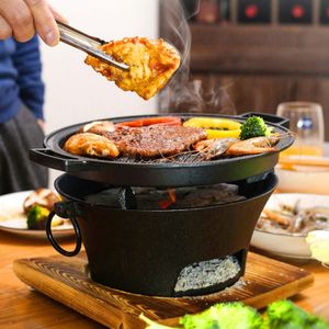 Barbekü Izgara Izgara Barbekü Soba Kömür Kampı Demir Barbekü Japon Ateş Açık Pan Stili Kore Döküm Hibachi Mini Kamp Ateşi Masa 230703