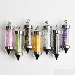 Charms Natural Gravel Crystal Shape Chakra Stone Rose Quartz Pendants For Jewelry Accessories DIY Making Wholesale Drop Delivery Fin Dhmjo