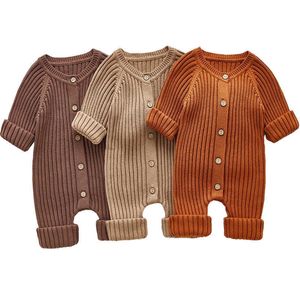 Footies 2023 Autumn Baby Romper Knitted Newborn Girls Boys Jumpsuit Outfit Solid Toddler Children Onesies Clothing Long Sleeve One PieceHKD230701