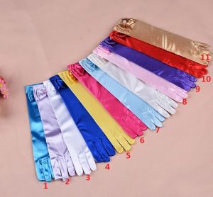 Kids Children Girls Long Gloves For Princess bowknot birthday Cosplay Nylon Dance Stage Performance Party Gloves XMAS Gifts