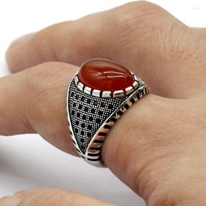 Cluster Rings Fashion Creative Red Agate Stone For Men Women Personality Maschio Punk CZ Ring Jewelry Accessori per night club da uomo