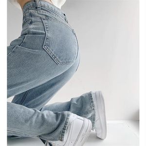 Jeans Jeans da donna Primavera Streetwear Jeans a vita alta Pantaloni lunghi a gamba larga Pantaloni in denim da mamma dritti larghi casual Femme vintage