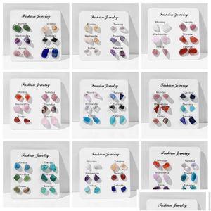 スタッドIrregar Mini NaturalChip Stone Earrings for Women Girl Weekテーマウェディングファッションジュエリードロップ配信DHO65