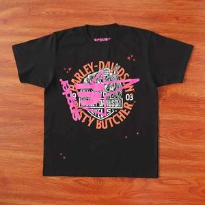 T-shirt da uomo T-shirt da uomo Pink Young Thug Sp5der 555555 stampata Spider Web Pattern cotone maniche corte stile H2Y Top Tees hip hop taglia S-XL L230703
