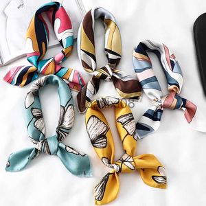 Scarves 2021 Square Silk Scarf Women Fashion Print Small Neck Scarfs Office Lady Hair Band Foulard Hand Kerchief Female Bandana Shawl J230703