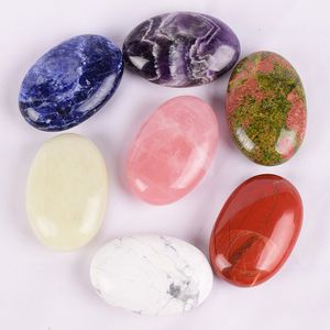 Massage Stones Rocks 6*4 CM Natural Massage Stones Colored Set 7 PCS Healing Palm SPA Crystal Beauty Health Care Tool Chakra Energy 230701