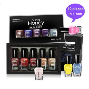 Nagelgel 5 ml * 10 Flaschen Set Nagellack Schnell trocknend, abziehbar und abreißbar, Anfänger-Nagellack auf Wasserbasis, keine LED-Lampe erforderlich, langlebig 230703