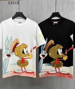 2023 Summer Cotton Cartoon Letter Print Men's Casual T-Shirts Crew Neck Short-Sleeve Breathable Fashion Men's Tees FB014