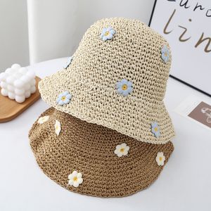 Chapéu de balde floral azul doce e adorável para mulheres – proteção solar perfeita para praia e diversão de verão!