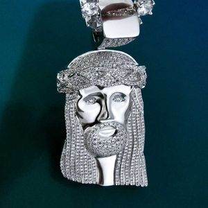 KRKC Anpassad grossistleverantör Nya stora män Hip Hop isade ut CZ -smycken Vermeil Silver Gold Jesus Piece Face Huvud Jesus hänge