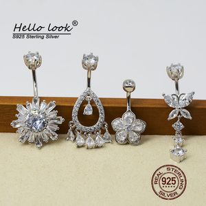 Navel Bell -knappen ringer Hellolook Luxury Zircon Belly Button Piercin 925 Sterling Silver Navel Piercing for Women Sexig kropp Piercing Jewelry Belly Rings 230703