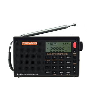 Rádio sihuadon r108 alto-falantes rádio portátil fm estéreo rádio digital am despertador banda completa receptor de rádio de bolso