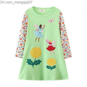 Mädchenkleider Mädchenkleider Springende Meter 2-12T Verkaufen Prinzessin Mädchenkleider Märchenstickerei Herbst Frühling Kinderkostüm Langarmkleid Z230704