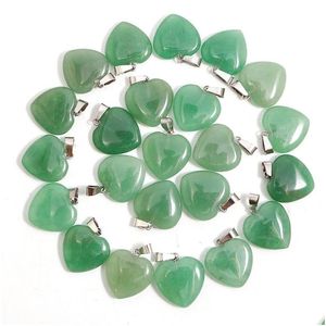 Чары натуральный каменный ожерелье Сердца подвески зеленый авентуриновый драгоценный камень 20 мм для женщин DIY Ювелирные изделия.