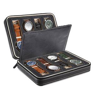 High Quality 8 Slot Portable Watch Box Travel Case Storage Organizer Black